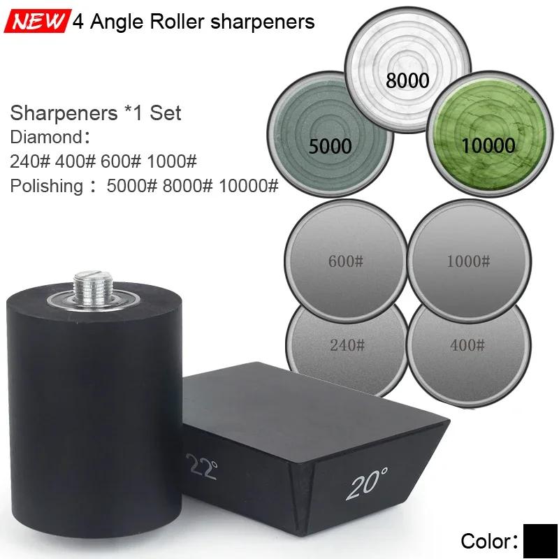 Professional Roller Knife Sharpener Black Wooden Roller Knife Sharpener Magnetic Quad 15/18/20/22° Kitchen Sharpening Tool Set