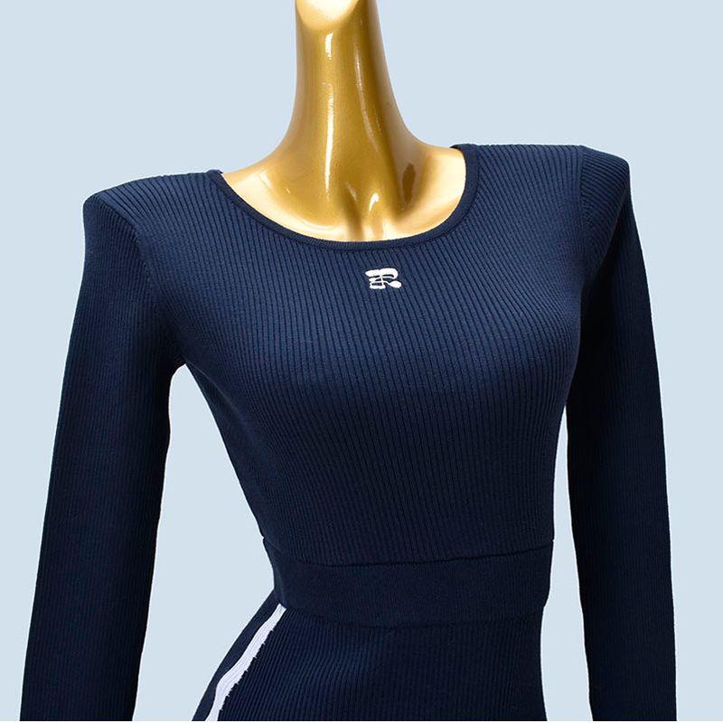 Export Single Japanese Version Knitting Dress Women 2025 New Arrival Spring & Fall Long Sleeves Silm Slim Looking Mid Length Long Length Skirt