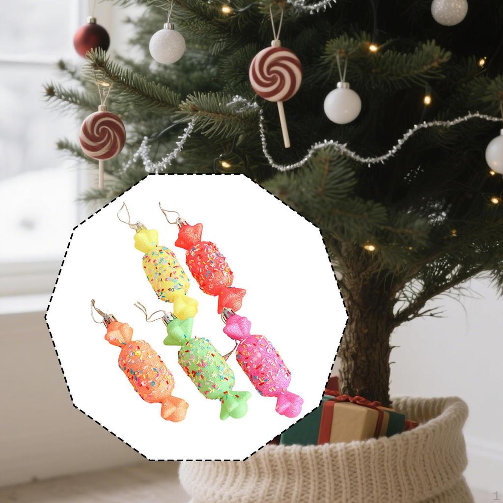 5 Pieces Christmas Tree Ornaments Decorative Xmas Baubles with Hanging Loop Charm Pendants for