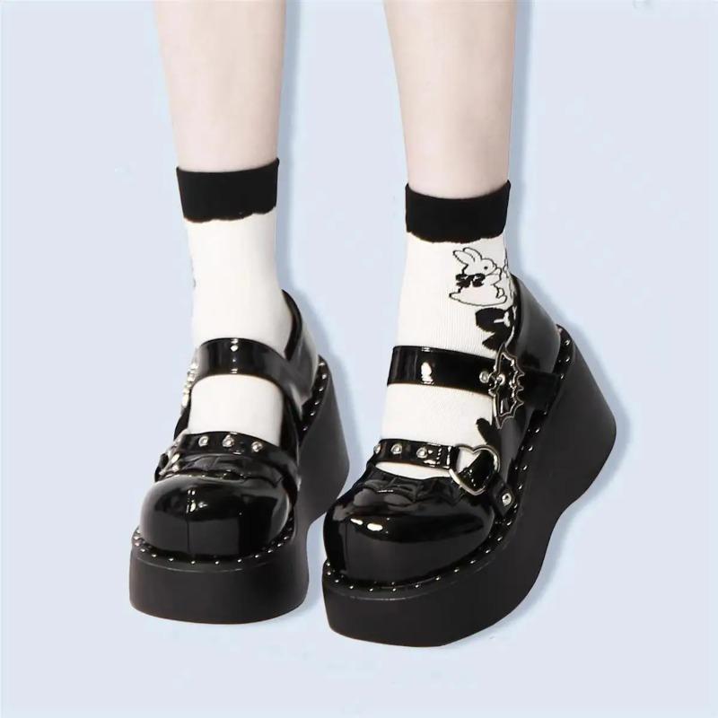 Casual Lolita Platform Shoes for Women Heels Wedge Women Shoe Sandals Kawaii Cute Cosplay Girls Mary Jane Shoes Zapatos De Mujer