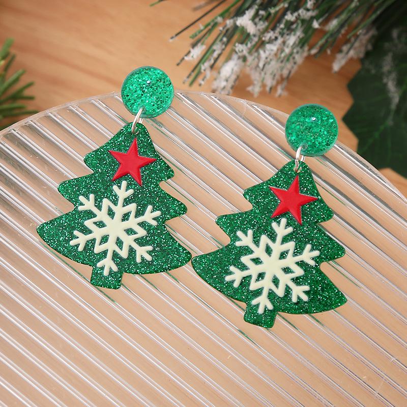 European & American Christmas Teardrop Earrings - Santa, Tree & Reindeer Acrylic Dangles For Women