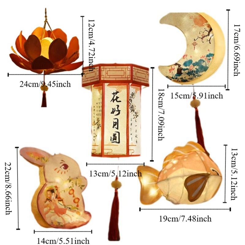 Paper Middle Autumn Festival Lantern DIY Craft Handmade Festival Lantern Material Kit Luminous Chinese Style