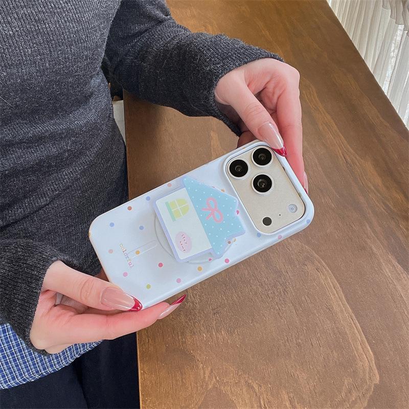 Korean Polka Dot Magnetic Case for iPhone 17/16 Pro Max/15 Pro