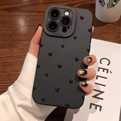 Coque de téléphone Mode Cœur Noir pour Oppo Realme 11 10 9 9i 8 8I 7 C55 C53 C30 C35 C33 C31 C20 C21Y C21 C11 Pro 4G 5G