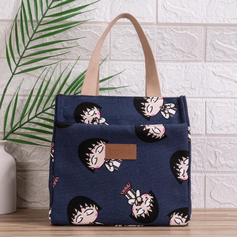 Floral Canvas Lunch Tote With Aluminum Insulation For Work And School