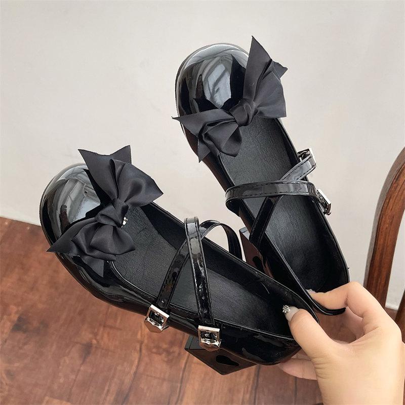 Pink Mary Jane Shoes Women 2024 Summer Japanese Style Girls Low Heel Lolita Shoes Woman Silk Bowtie Ankle Straps Party Shoes