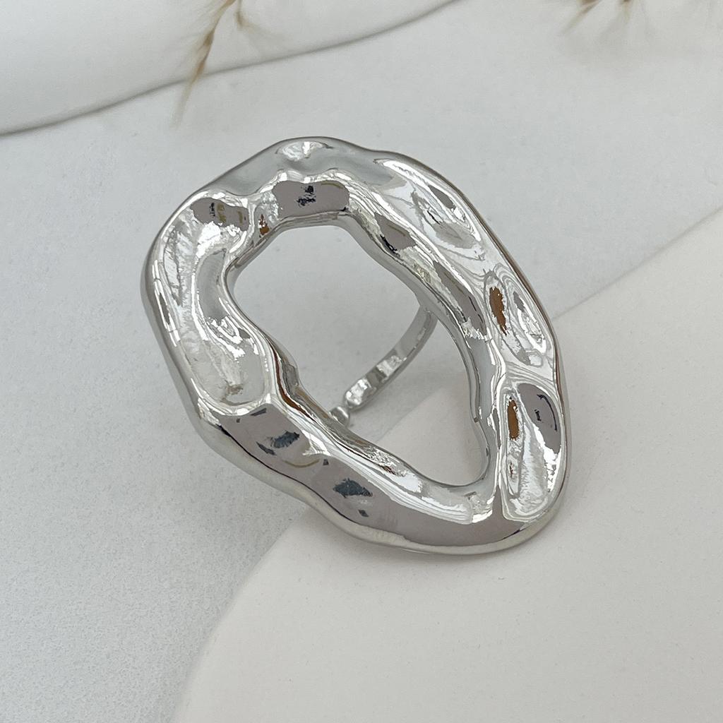 Cold Wind Liquid Geometric Square Ring, Irregular Simulated Flower Joint Ring, Jewelry for Women