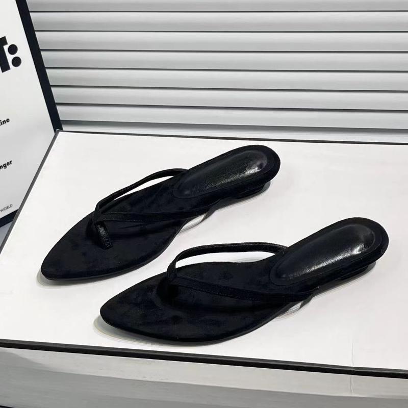 Fashion 2025 Plus Size Flip Flops Women's Slippers Summer Hot Sale Pointed Toe Low Heel Sandals Outdoor Concise Daily Beach Slippers