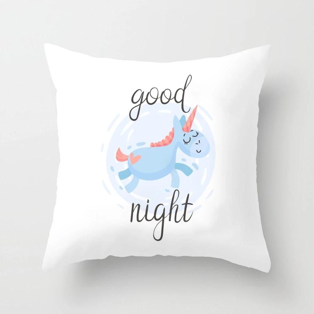 

Звезда Надпись Спокойной ночи Спальня Вечеринка Украшения День Дети День Рождения Подарок Белая Квадратная Наволочка 40x40cm