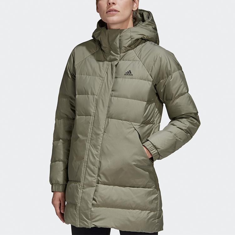 adidas Outdoor Warm Hooded Mid-Length Down Jacket Women Jacket Teal GE9982