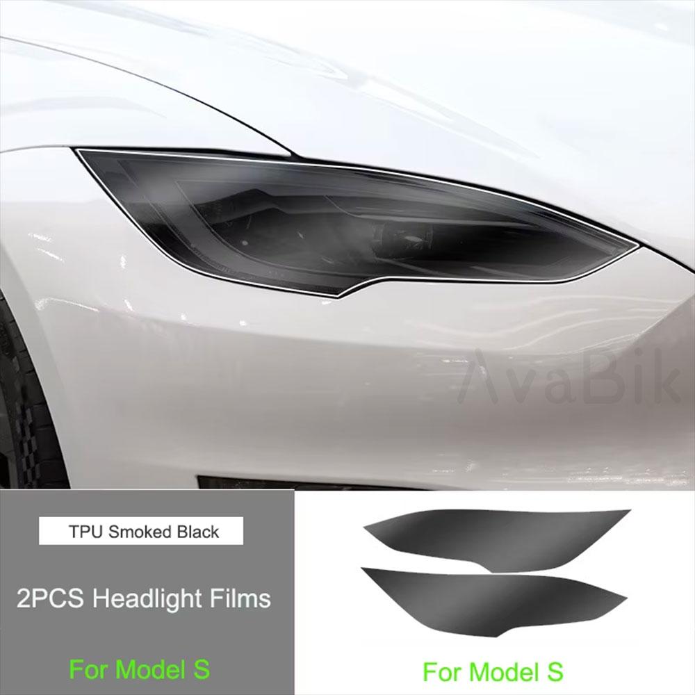 TPU Blackened Headlight Taillight Foglight Protective Film for Tesla Model X  For Model S 2024 Black Color Changing Films