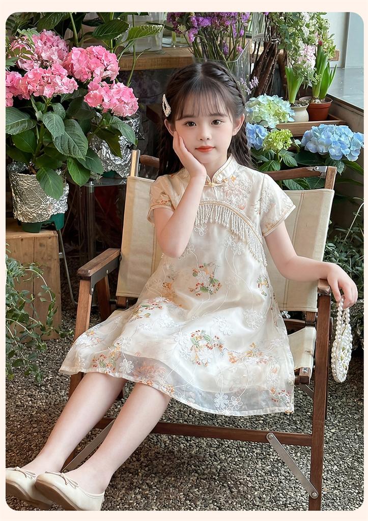 Girls' Summer Chinese Style Cheongsam Skirt 2026 New Children's Dress Little Girls' Ancient Style Hanfu Princess Dress