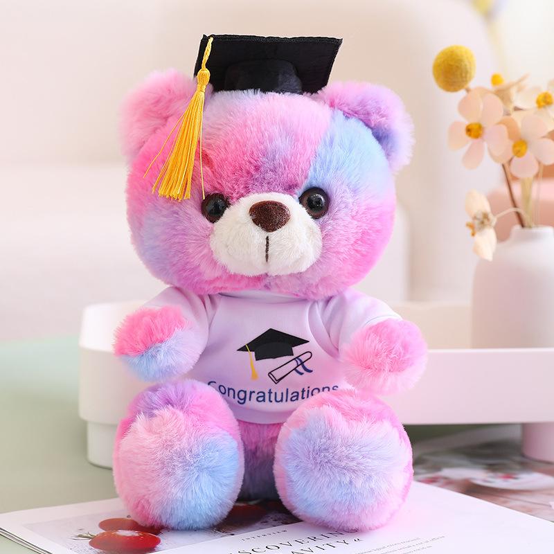 Cute Dress Colorful Doctor Bear Doll Plush Toy Teddy Bear Graduation Bear Doll Student Graduation Gift
