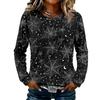 Women's Flannel Long Sleeve Top with Halloween Print Neck Pullover Shirt