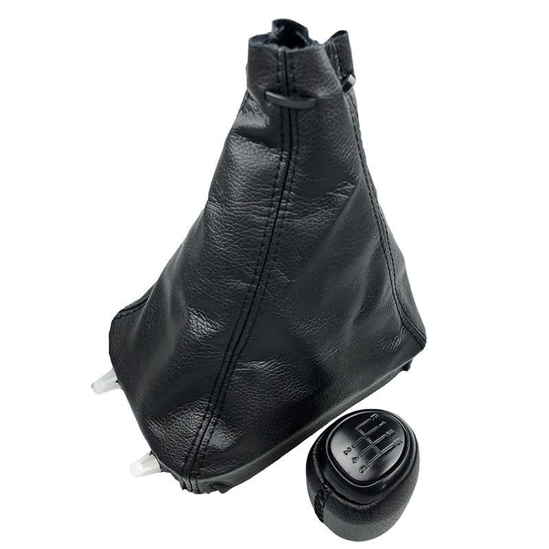 Schwarz/Silber 5/6 Gang Schalthebelknauf Leder Schaltsack Manschette Abdeckung Gehäuse Hebel Schalthebel Für SAAB 93 9-3 SS 2003-2012 Innenausstattung Ersatzteile