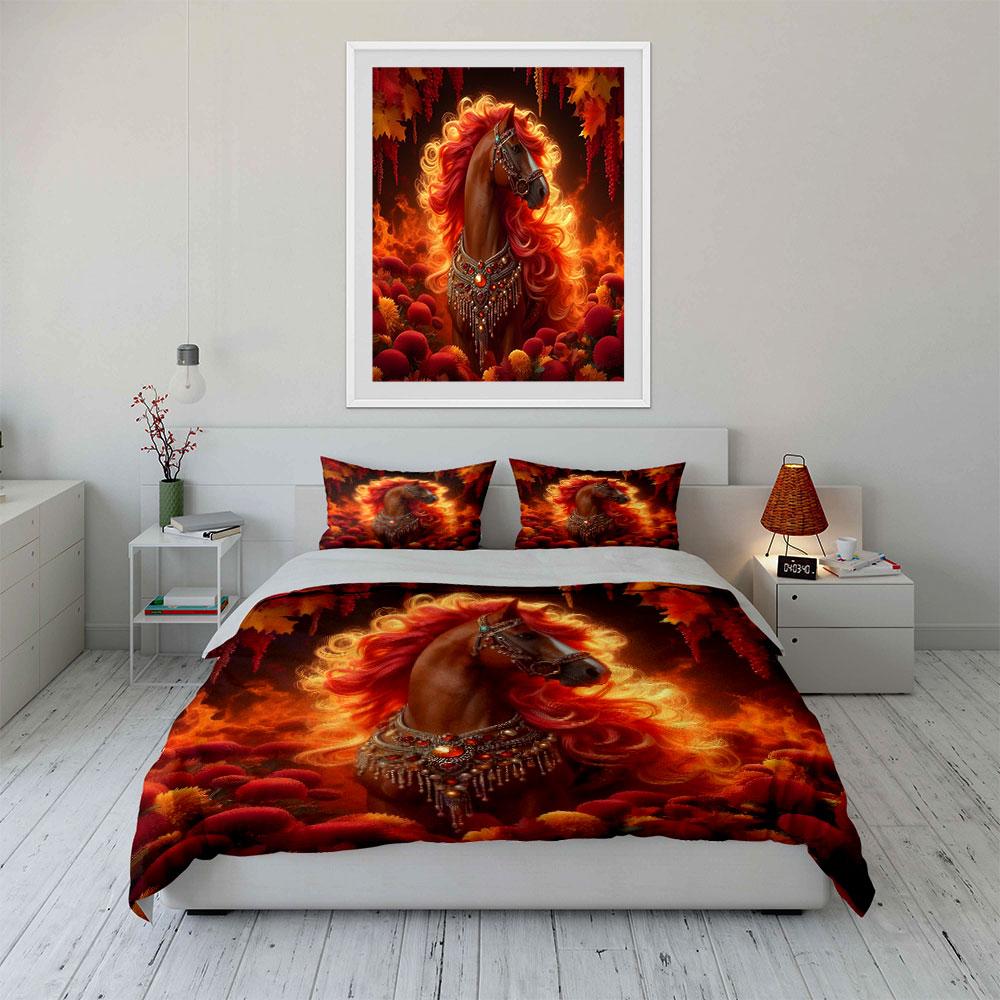 Elegant Horse Decor Set Multiple Sizes Kid'S And Adults' Bedroom Exquisite 3Pc Bedding Set, Gift