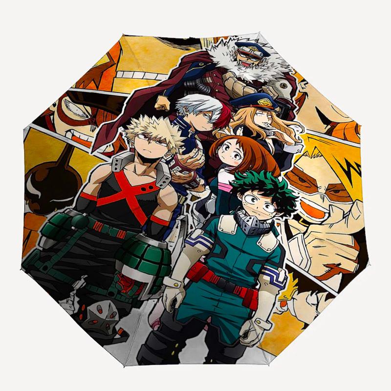1pc My Hero Academia Characters Automatic Opening Folding Umbrella with 3-Fold Design, 8-Bone Iron Frame, Outdoor for Fans, Travelers, Daily Use, Gift