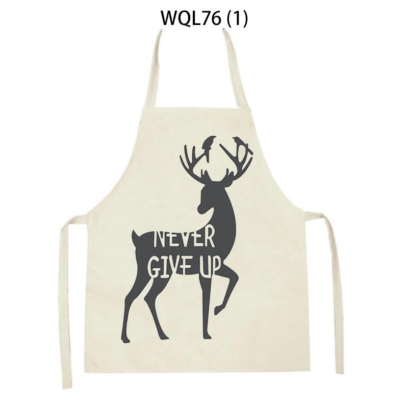 Kitchen Apron for Women Cartoon Animal Polar Bear Deer Printed Sleeveless Linen Aprons Home Cleaning Tools Cooking Baking Apron