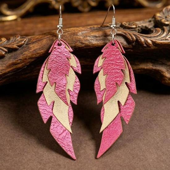 Retro European & American Hollow Leather Geometric Earrings for Women - 2026 Collection