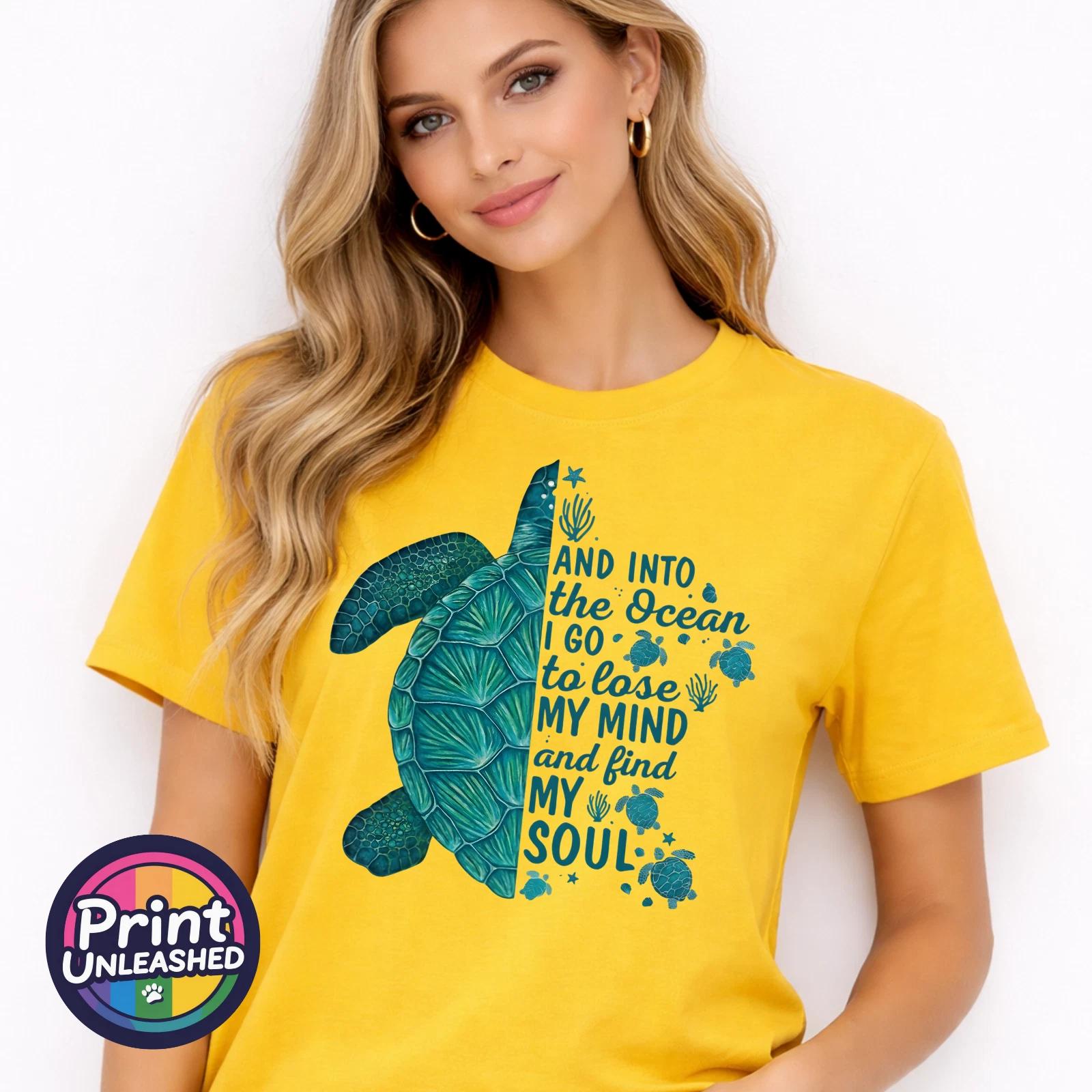 Sea Turtle Ocean Lover T Shirt And Into The Ocean I Go Find My Soul Tee Gift S