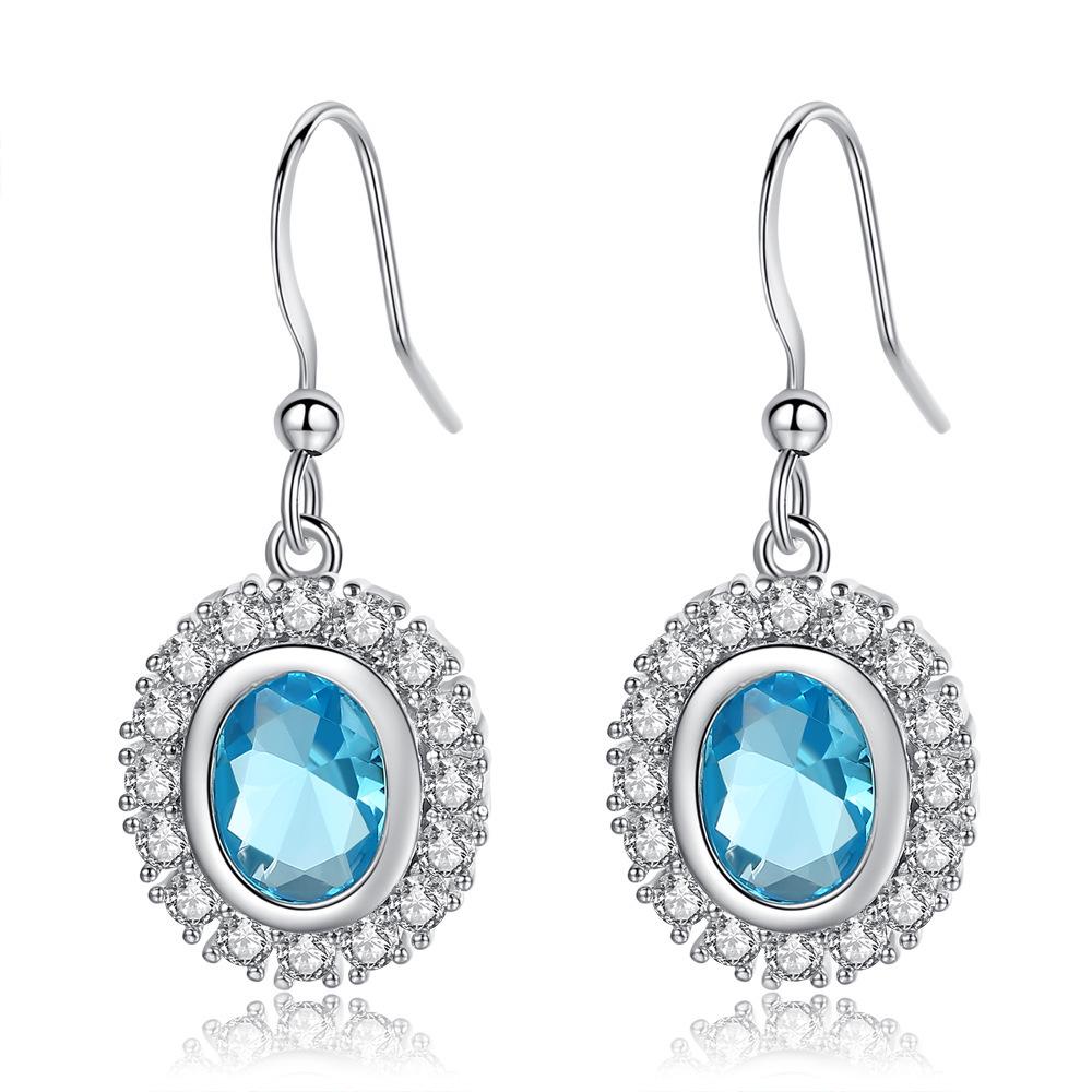 

Trendy European & American Light Luxury Topaz Diamond Earrings – Creative Ear Hooks for Women, Perfect Christmas Gift синий