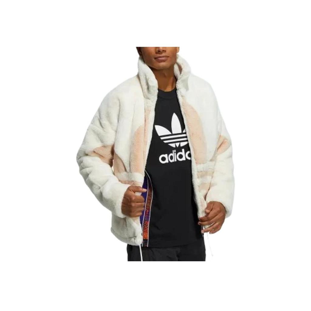 adidas Originals Large Logo Stand Collar Sports Jacket Unisex Jackets Pink White HC0324