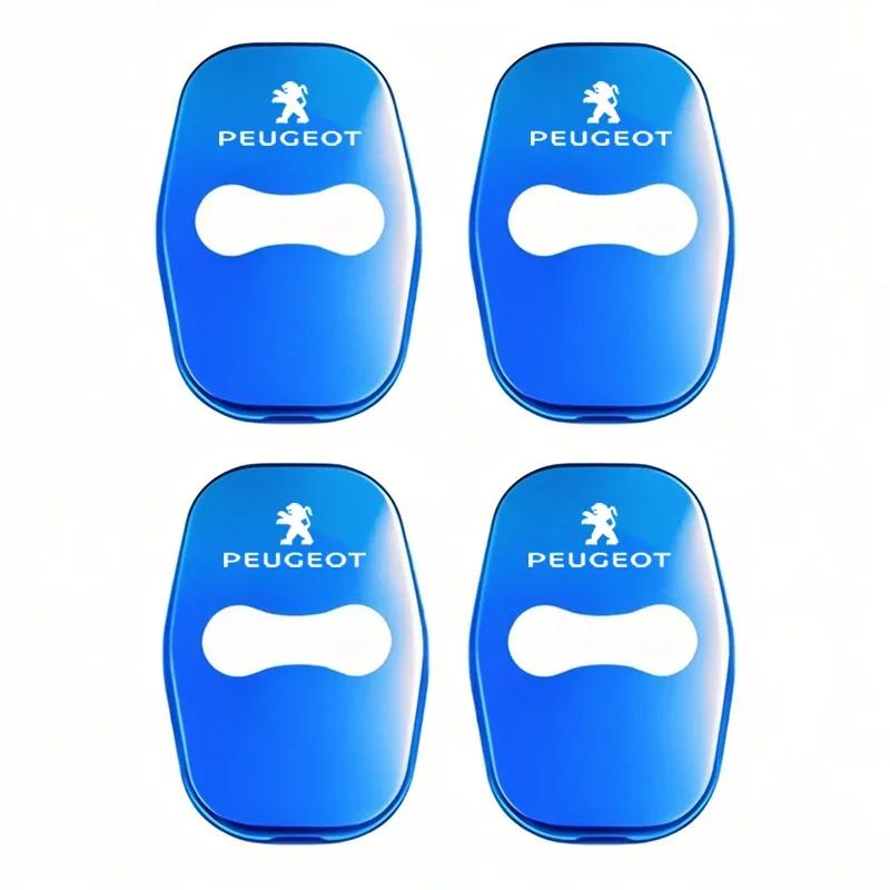 Autocollant de Voiture 2025 Chaud 4 Pièces Boucle de Verrouillage de Porte de Voiture Housses de Protection Couvercle en Alliage de Zinc Pour Peugeot 408 4008 308 3008 Rifter 5008 508