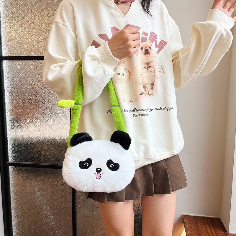 Cartoon National Treasure Panda Plush Hand Bag Grab Machine Doll Plush Doll Travel Commemorative Bag Oblique Span Bag