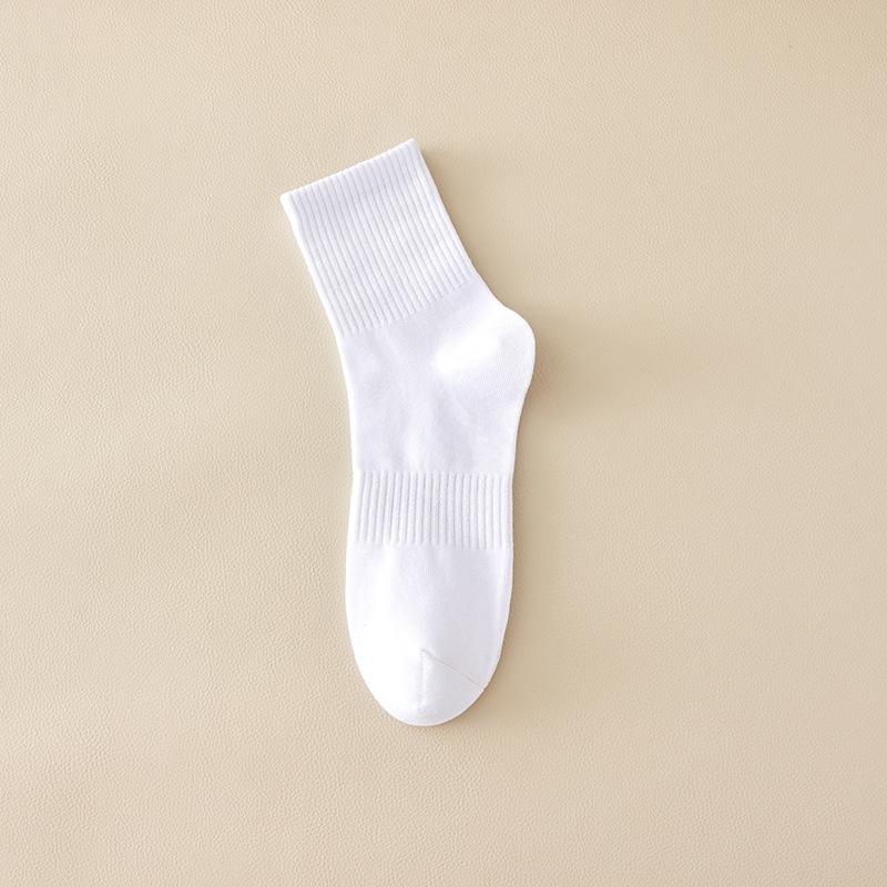 Men's Spring and Autumn Pure Color Cotton Sweat Absorbing Breathable Tube Socks