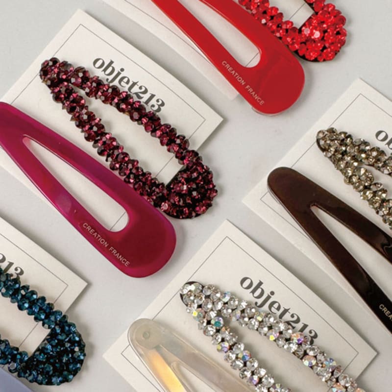 objet213 [Free Gift Wrapping] - 2nd Vintage Hair Clip & Crystal Hair Clip Set