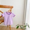 2025 Summer Girls' Cartoon Bear Embroidered Cotton T-shirt - Short Sleeve, Round Neck, Korean Style