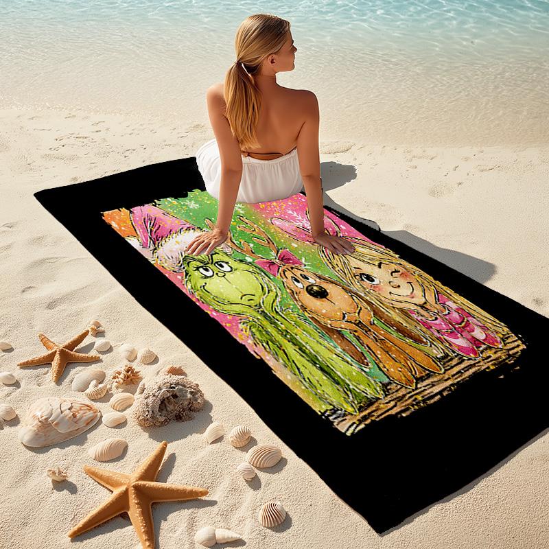 Christmas Gift Oscar Comedy Movie How the Grinch Stole Christmas soft beach towel outdoor camping vacation swinging beach scarf decorative blanket B11