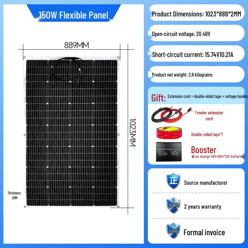 Flexible Solar Panel Boost Converter for 48V-72V Electric Tricycles and Four-Wheeled Vehicles