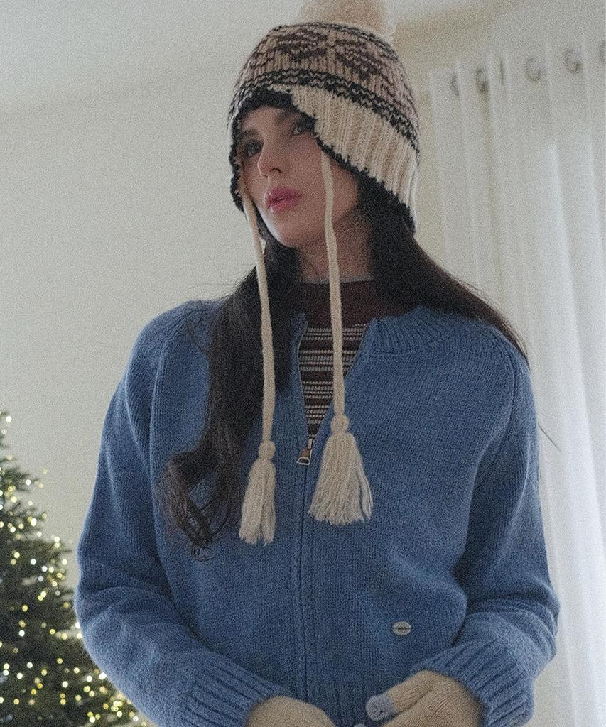 KOOLKITTEN Tassel Strap Earflap Knit Beanie