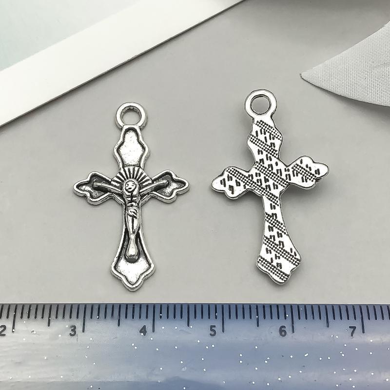 32Pcs Antique Silvery Mary Spacer Bead Charms Alloy Metal Retro Pendants For Diy Jewelry Making Accessories