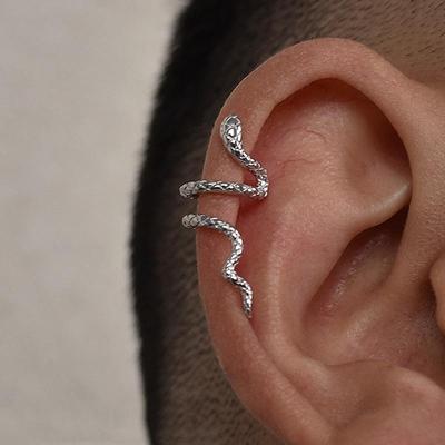 Doppelreihiger Schlangen-Ohrklemme: Stilvoll, Einzigartig, Kein Piercing erforderlich, Design Jahr der Schlange.