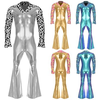 70s Outfit for Men Retro Disco Costume Hippie Rompers Music Star Singer Dance Jumpsuit Outfits