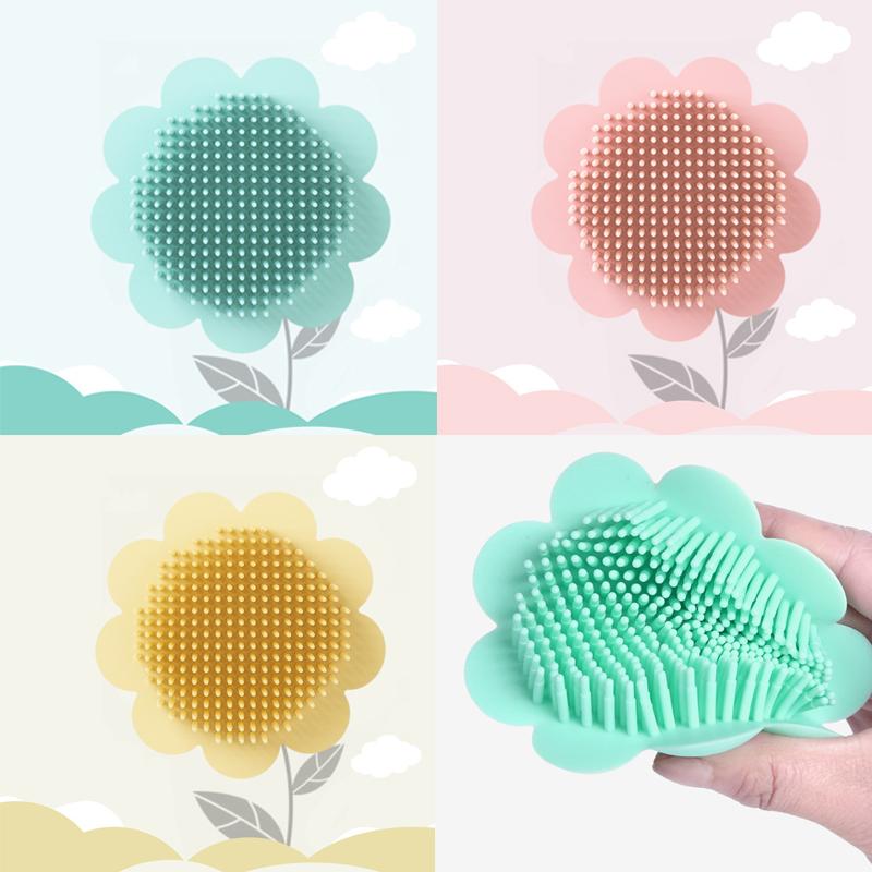 Baby Silicone Shampoo Brush To Remove Dandruff Newborn Bath and Bath Rubbing Mud Soft and Non-deformable Handle Bath Brush