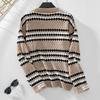 Vintage Stripe Cardigan Knitwear Sweater Long Sleeve Loose Top O Neck Autumn Winter