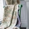 Imanqi Semi-Blackout Green Floral Oil Painting Kitchen Curtains for Bay Windows