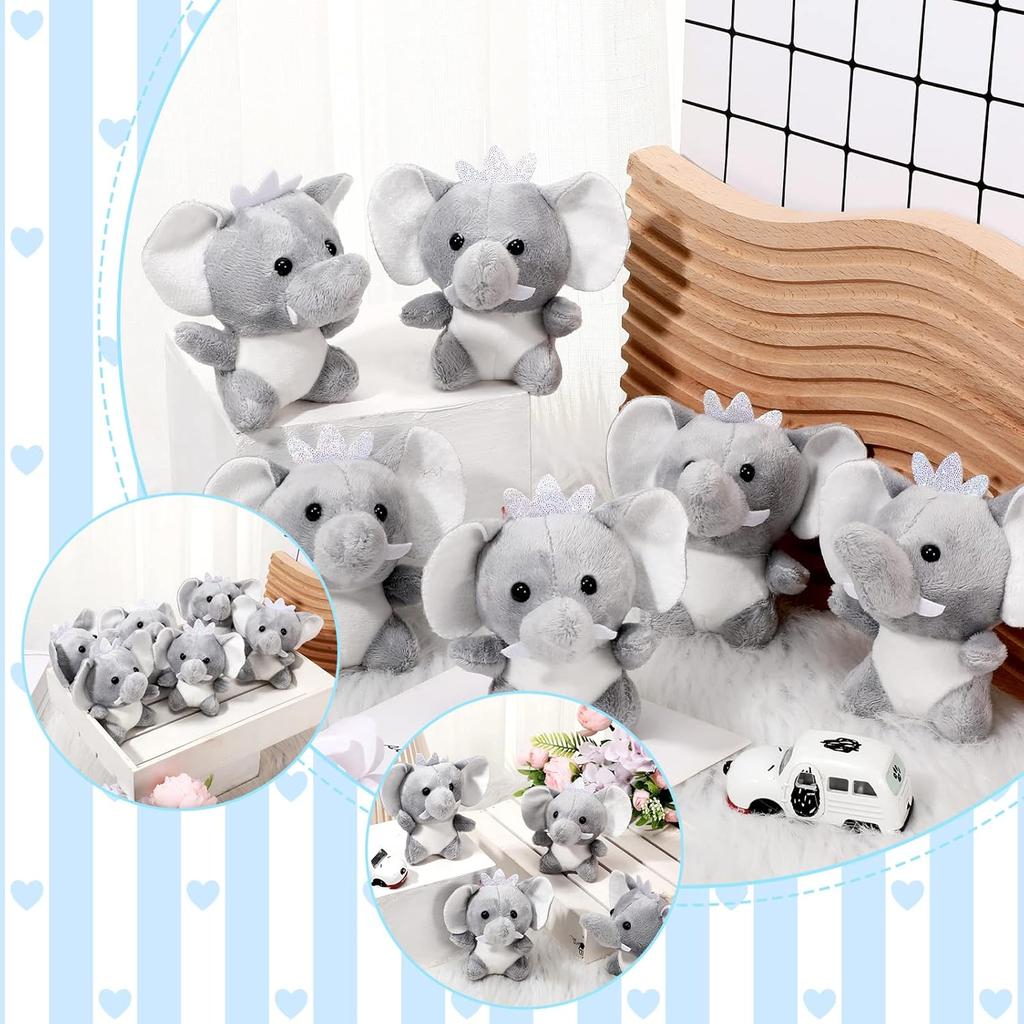 8-4S Mini Elephant Stuffed Animals 4Inch Cute Elephant Plush Toys Baby Stuffed Elephant Toy for Baby Shower Birthday Gifts