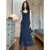 The new Korean gentle wind polka dot suspender dress for women's summer niche does not collide with the waist long dress