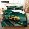 Sport Racing Car Duvet Cover Set Blue Race Car Bedding Set Full Size Boys Blue Flame Extreme Speed Sports Car Comforter Cover
