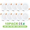 10 stk/parti LED Downlight 220V Spotlys 3W 5W 7W 9W 12W Innfelt LED Takspotlampe Kald Varm Hvit Lampe Hjemmebelysning
