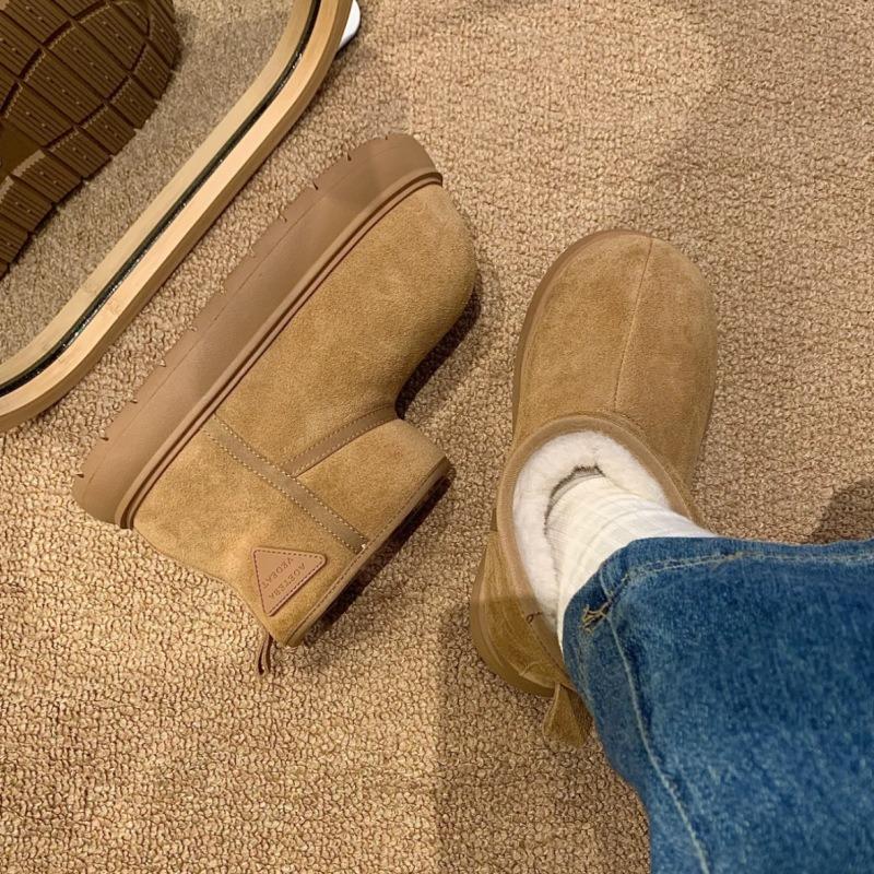 Winter new frosted leather thickened snow cotton boots bread shoes small women's shoes