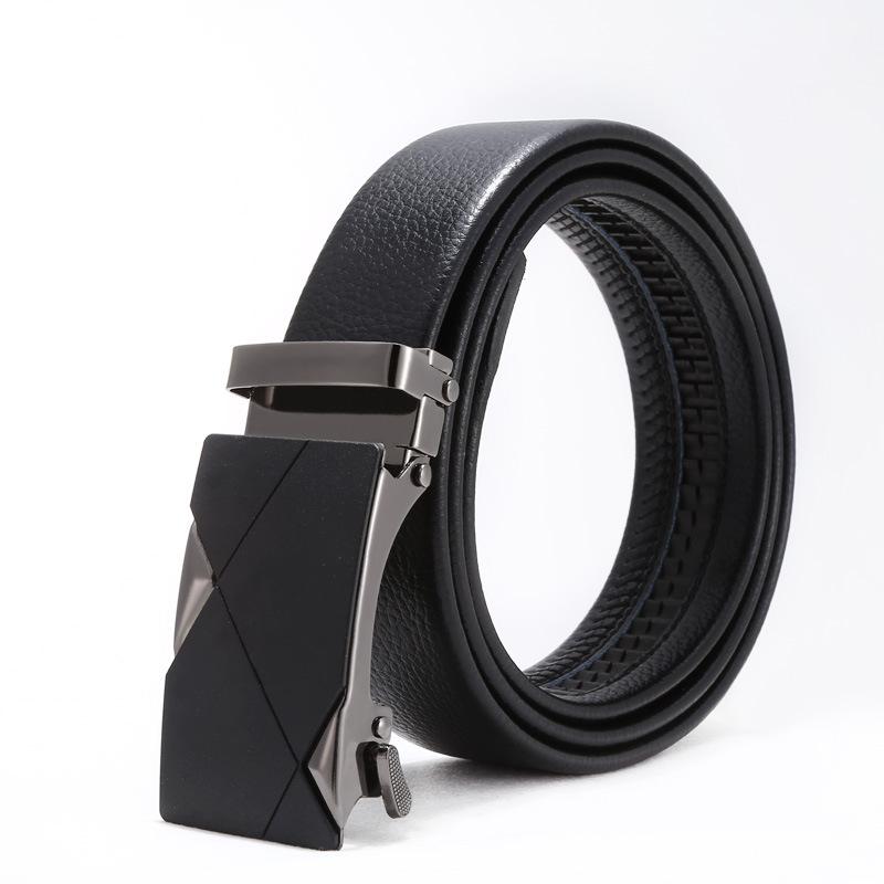 Men'S Belt No Standard Casual Belt Foreign Trade Youth Simple Automatic Buckle Imitation Leather Iron Buckle Belt