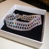 Metal diamond-set round opening bracelet, court style niche temperament bracelet, light luxury and high-end jewelry.