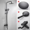 Brass Shower Set Multifunctional Thermostatic Shower Frosted Bathroom Faucets Bath Mixer Shower System Black