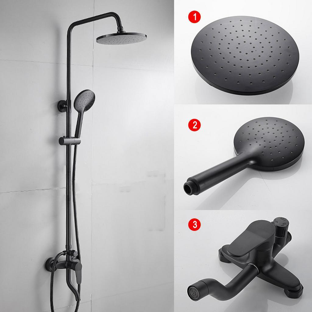 Brass Shower Set Multifunctional Thermostatic Shower Frosted Bathroom Faucets Bath Mixer Shower System Black
