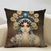 Classic Japanese Lady Decorative Cushion Cover Living Room Sofa Pillow Case 45x45cm Linen Pillowcase Home Art Decor